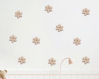 Daisy Flowers Wall Decor, Wooden Flower, Nursery Wall Art, Baby Room Decoration, Kinderzimmer Deko, Blumendekoration, Gänseblümchen aus Holz