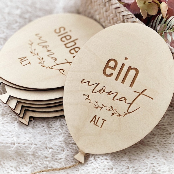 Ballon de cartes de jalon, cartes de jalon, cartes de jalon en bois pour bébé, cadeau de naissance pour les femmes enceintes, journal de grossesse