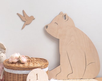 Ours en bois pour la décoration de la chambre d’enfant, décoration d’animaux de chambre d’enfant, décor d’animaux en bois, décor de chambre d’enfants, décoration Kinderzimmer