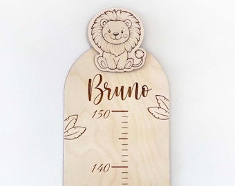 Custom Growth Chart with Name, Personalized Kids Height Chart, Safari Nursery Wall Decoration with Lion, Messlatte für Kinder mit Namen