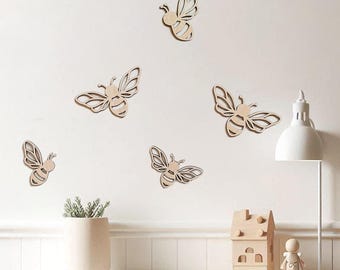 Wooden Bee Decoration, Kids Room Wall Art, Nursery Bees Decor, Gift for Baby, Biene aus Holz, Kinderzimmer Dekoration, Babyzimmer Dekor