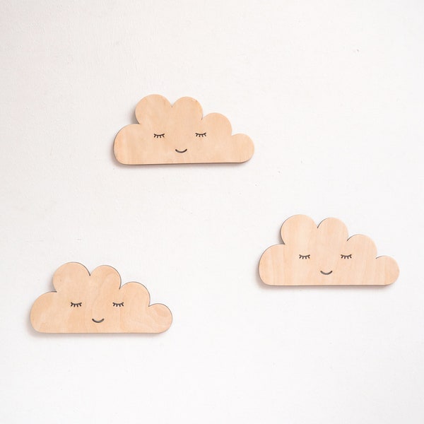 Wooden Cloud, Nursery Wall decoration, Sleeping Cloud, Wanddekoration aus Holz