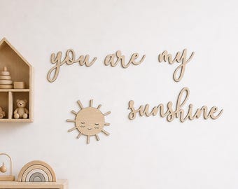 Eres mi signo de sol, inscripción de guardería de madera, decoración de la pared de la habitación del bebé, letras de la habitación de los niños, Holzinschrift, Kinderzimmer Wanddekoration