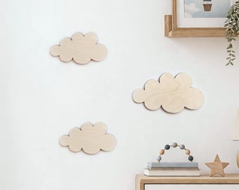 Wooden Cloud Wall Decor, Nursery Decoration, Kids Room Art, Playroom Decor, Wolke aus Holz, Kinderzimmerdekoration