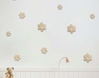 Daisy Flowers Wall Decor, Wooden Flower, Nursery Wall Art, Baby Room Decoration, Kinderzimmer Deko, Blumendekoration, Gänseblümchen aus Holz
