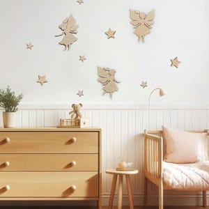 Fairy Wall Decor, Nursery Magic Decoration, Girls Room Decor, Baby Shower Decor, Feen Elfen Holz Figur, Kinderzimmer Dekor, Babyzimmer image 8