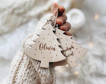 Gepersonaliseerde kerstornament, kerstboom met naam, kerstversieringen, aangepaste kerstboomversiering, Weihnachtskugel mit Namen