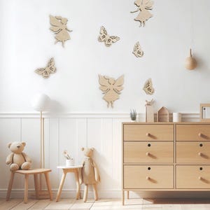 Fairy Wall Decor, Nursery Magic Decoration, Girls Room Decor, Baby Shower Decor, Feen Elfen Holz Figur, Kinderzimmer Dekor, Babyzimmer image 7
