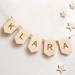 Guirnalda de nombre de madera, estandarte personalizado de la habitación del bebé, decoración de la pared de la guardería, Namensgirlande aus Holz Personalisiert, Kinderzimmer Holzgirlande