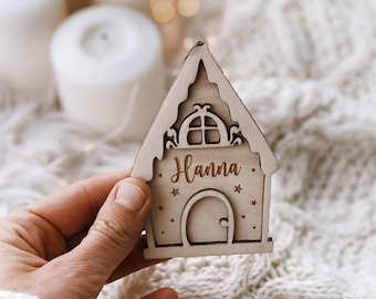 Ornement de Noël personnalisé, Maison d’hiver de Noël, Décoration d’arbre de Noël personnalisée, Weihnachtsornament mit Namen, Idée cadeau de Noël