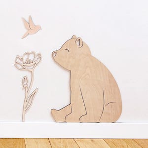 Wooden Bear for Nursery Decoration, Nursery Animal Decoration, Wooden Animal Decor, Kids Bedroom Decor, Kinderzimmer Dekoration