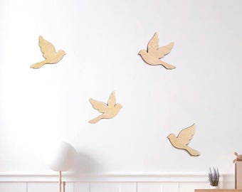 Wooden Bird Wall Decor, Flock of Birds, Nursery Kids Room Decoration, Forest Animal Woodland Wall Art, Baby Gift, Kinderzimmer Dekoration