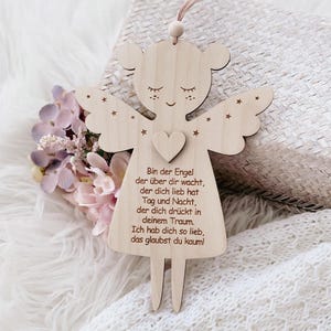 Guardian Angel, Children&#39;s Prayer, Baptism Gift, Engel mit Gebet, Geschenk Taufe, Schutzengel aus Holz, Engel Anhänger, Patenkind Geschenk