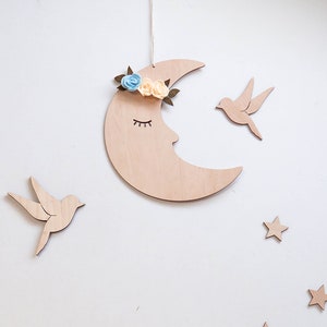 Set di 3 uccelli in legno, decorazione della cameretta dei bambini, decorazione della camera dei bambini, decorazione Kinderzimmer, Vögel aus Holz immagine 3