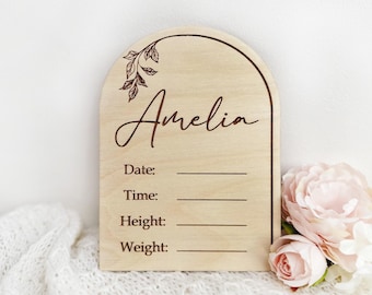 Personalized Baby Announcement Plaque, Newborn Name and Birth Date Sign, Nursery Keepsake, Geburtsschild, Holzschild mit Namen, Geburtsdaten