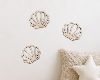Seashell Wall Decor, Coastal Kids Room, Nautical Nursery, Baby Girl Ocean Room, Muschel Holzform, Kinderzimmer Dekor, Meer Wanddekoration
