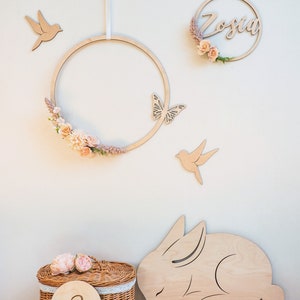 Wooden Birds set of 3, Nursery Decoration, Kids Room Decor, Kinderzimmer Dekoration, Vögel aus Holz zdjęcie 2