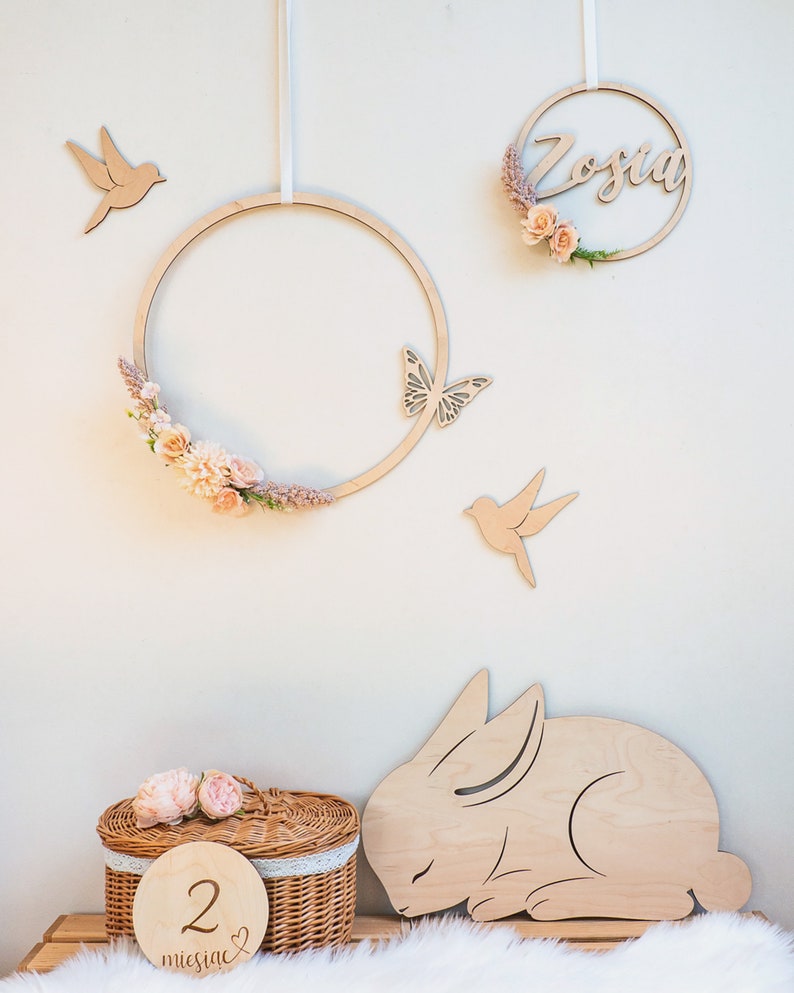 Set di 3 uccelli in legno, decorazione della cameretta dei bambini, decorazione della camera dei bambini, decorazione Kinderzimmer, Vögel aus Holz immagine 2