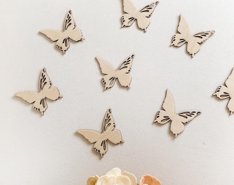 Conjunto de decoración de pared de mariposa pequeña de madera de 8, decoración de guardería, decoración de fiesta de baby shower, habitación para niñas, Schmetterlinge aus Holz, Babyzimmer