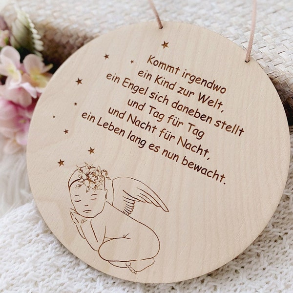 Wooden Pendant for Child, Holzanhänger mit Gebet, Taufgeschenk, Geschenk für Baby, Geschenkidee für Mädchen, zur Taufe, Geburtstagsgeschenk