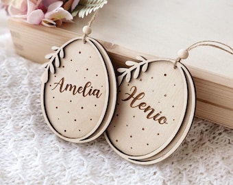 Gepersonaliseerde paasei met naam, aangepaste houten manddecoratie, paashanger, Osteranhänger, Osterei personalisiert, Ostergeschenk