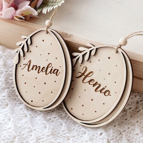 Personalized Easter Egg with Name, Custom Wooden Basket Decoration, Easter Pendant , Osteranhänger, Osterei Personalisiert, Ostergeschenk