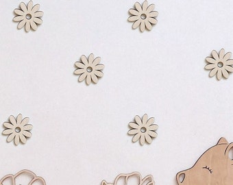 Daisy Flowers Wall Decor set of 6, Wooden Flower, Nursery Wall Art, Baby Room Decor, Kinderzimmer Deko, Blumendekoration, Gänseblümchen