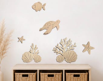 Coral Reef Wall Decoration, Kids Room Ocean Decor, Nursery  Sea Animal, Underwater World, Turtle and Fish, Meerestiere Babyzimmer Dekoration