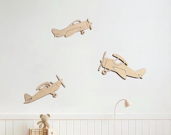 Retro Airplanes, Wooden Vintage Planes, Boys Room Decor, Baby Room Wall Art, Nursery Decoration, Retro Flugzeuge aus Holz, Kinderzimmerdeko