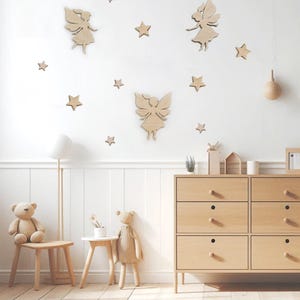 Fairy Wall Decor, Nursery Magic Decoration, Girls Room Decor, Baby Shower Decor, Feen Elfen Holz Figur, Kinderzimmer Dekor, Babyzimmer image 5