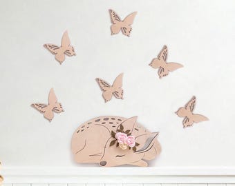 Set di 6 decorazioni da parete con farfalle in legno, decorazione per l'asilo nido, arte da parete per la camera dei bambini, decorazioni per la doccia per bambini, Schmetterlinge aus Holz, Kinderzimmer