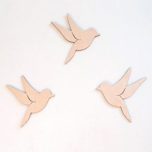 Wooden Birds set of 3, Nursery Decoration, Kids Room Decor, Kinderzimmer Dekoration, Vögel aus Holz zdjęcie 1