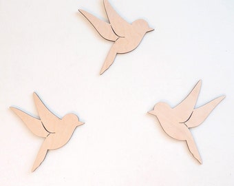 Wooden Birds set of 3, Nursery Decoration, Kids Room Decor, Kinderzimmer Dekoration, Vögel aus Holz