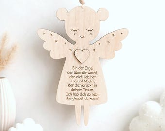 Beschermengel met gebed, doopcadeau, Engel mit Gebet, cadeau Taufe, Schutzengel aus Holz, Engel Anhänger, Patenkind-cadeau