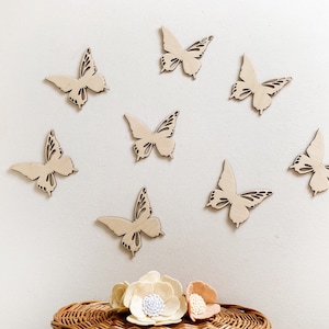 Little Butterflies Wall Art set of 8, Kids Room Wall Decoration, Holzdekoration für Kinderzimmer, Wooden Butterfly, Schmetterlinge aus Holz