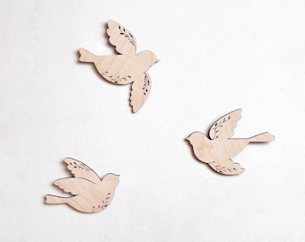 Wooden Birds set of 3, Nursery Decoration, Kids Room Wall Art, Boho Bird, Child Room, Kinderzimmer Dekoration, Vögel aus Holz, Babyzimmer