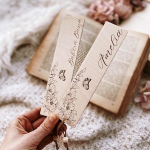 Aangepaste bladwijzer met naam, gepersonaliseerde bloemenbladwijzer, Lesezeichen mit Namen, Muttertagsgeschenk, geschenkidee, Moederdag afbeelding 1