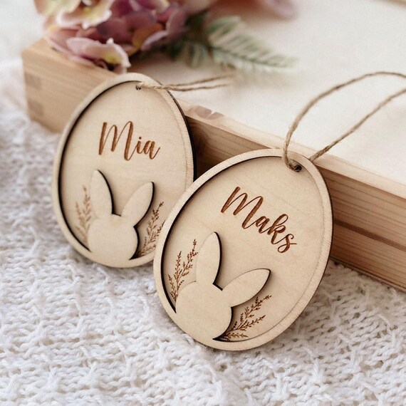 Easter Egg with Name, Custom Easter Decor, Personalized Easter Gift Tag, Bunny Decoration, Osteranhänger mit Namen, Osterei Personalisiert