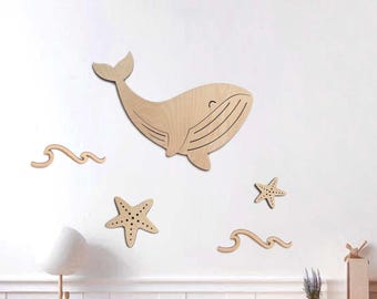 Ocean Animals Wall Decoration, Nautical Baby Room, Nursery Underwater World, Boys Playroom Sea Decor