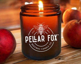 Peach Cobbler Beeswax Candle, Smells like Warm Peach Cobbler Straight from the Oven, Candle Gifts, Handcrafted Beeswax, Dessert Candles