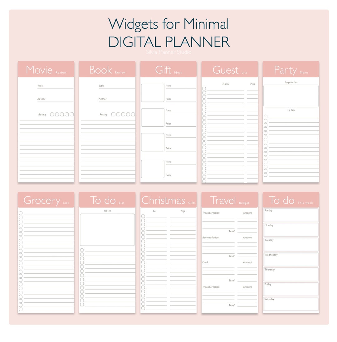 Digital Widgets for Digital Planner Goodnoteswidget Basic Etsy