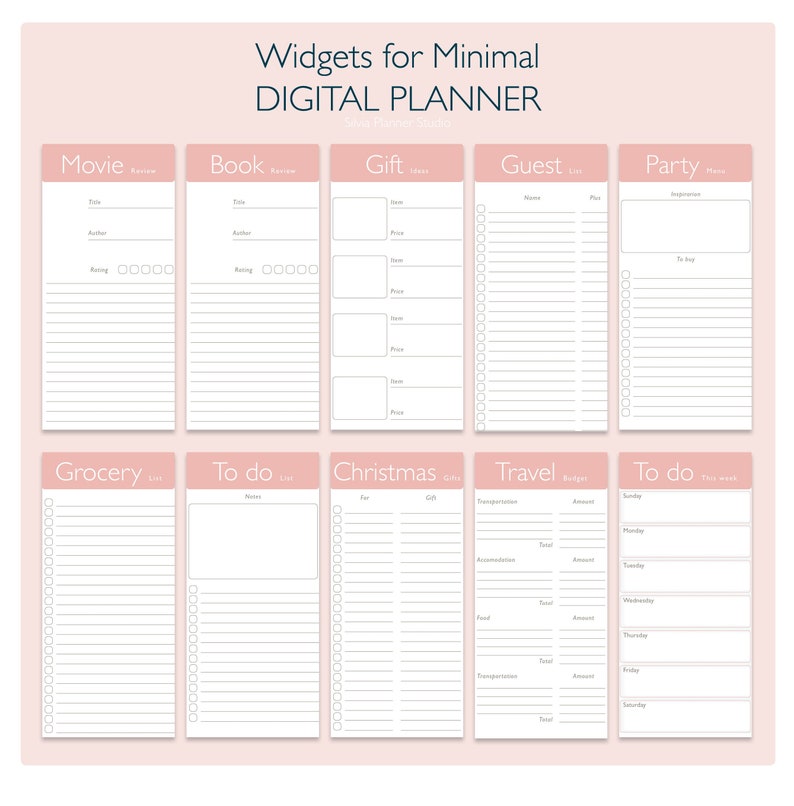 Digital Widgets for Digital Planner Goodnoteswidget Basic Etsy