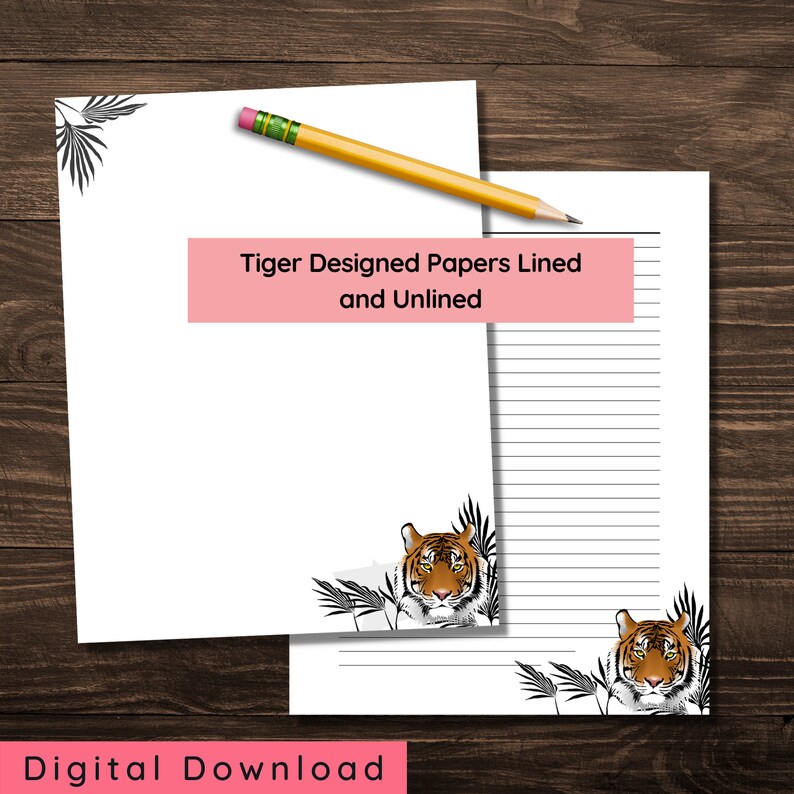 Printable Stationery Papers With Animal Design digital Download A4 US ...