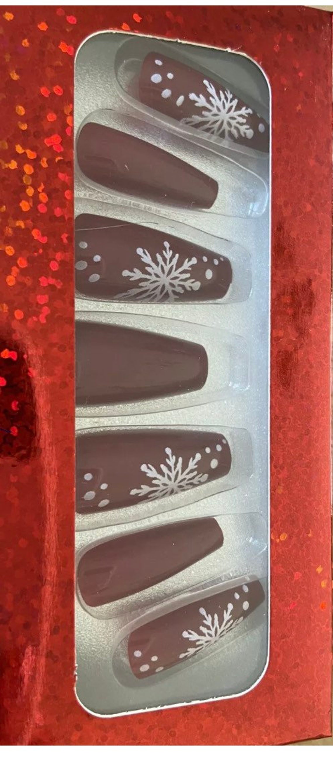 Snowflake Christmas Press on Nails With Glue20-24nails/box - Etsy