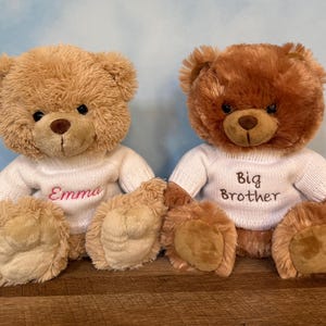 Personalized Teddy Bear - Custom embroidered white knit sweater - Boyfriend/girlfriend gift - Baby shower - Very soft and cute! - Size 10"
