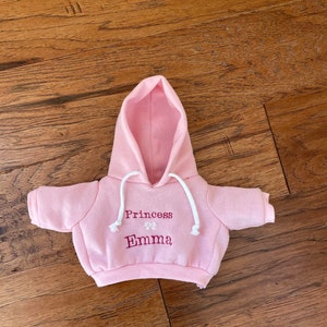 Personalized embroidered hoodie for 12" to 16" teddy bear, plain, custom, plush clothing, stuffed animal clothing.