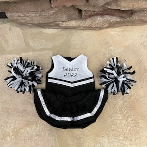 Personalisiertes Cheerleader Set - Gesticktes oder schlichtes Cheerleader Outfit - Kleidung für 12 bis 16 Zoll Plüschtier