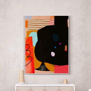 Black and Orange Abstract Art Print: Modern Digital Download
