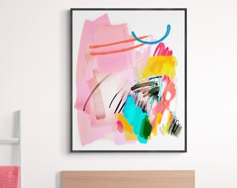 Downloadable Digital Prints Instant Download Contemporary Poster Design Colorful Home Decor Pink and Orange Abstract Wall Art Printable