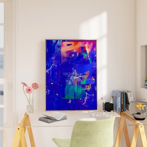 Bright Blue Abstract Art Print: Modern Wall Decor (Digital Download)